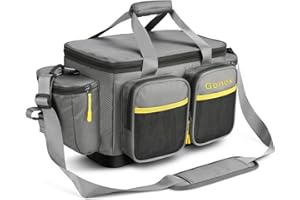 GONEX Bolsa de Pesca Impermeable de poliéster con Correa de Hombro Acolchada y Base Antideslizante, Adecuada para 3600 3700 Tackle Box (Gris)