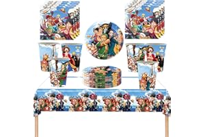 DECPTYTA Party Dekoration,Partygeschirr Gebutstag, Gebutstag Deko Teller Tassen Tischdecke Gebutstag Serviette Geeignet für 10 Personen(G)