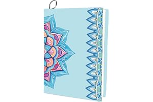 CRASPIRE Flower Stretchable Book Cover Floral Blue Washable Reusable Large Nylon Book Protector 9.4x15.7 Inch Elastic Notebook Wraps Suitable for Most Hardcover Books Classroom Students