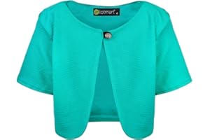 LOTMART Cárdigan de manga corta con textura de bolero para niñas