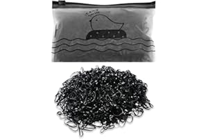 OOTDAY 1000 Pezzi Elastici Capelli, a Treccia Morbida, Elasticini Piccolini per Bambini ,Trecce, Acconciatura da Sposa e Più (Nero)