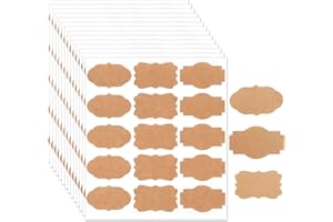 PAEFIU 600 Pezzi di Etichette Autoadesivo Kraft, 3 Forme Etichette per Barattoli, Adesivi Etichette Vino per Confezioni Regalo la Classificazione della Cucina dell'Ufficio
