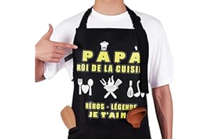 Lueaurra Cadeau Fete des Peres pour Papa, Tablier pour Papa, Cadeau d'anniversaire Noel pour Papa, Tablier Imperméable Noir Cadeau pour Papa