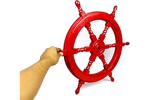 Nagina International - Nautical Wooden Boat Wheel - Home Decor 45,72 cm red