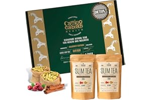 CAMINO DE CABRAS Coffret Thé Cadeau - Chai Tea & Slim Tea - The Noir Assam, Gingembre, Ortie, Cannelle, Curcuma, Poivre Noir, Framboise, Cardamome – Idéal pour le Chai Latte - Thé Chai épicé en Vrac 2 x 100g