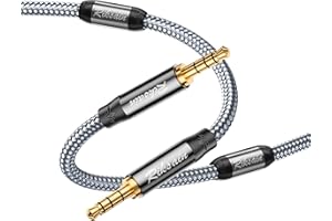 RIKSOIN Aux Cable 3.5 Jack to 3.5 Jack Cable, kabel audio HiFi stereo 3,5 mm, 4-pinowy mikrofon do zestawu słuchawkowego (CTIA), telefonu komórkowego, głośnika, radia samochodowego, odtwarzacza MP3 (2 m – 4