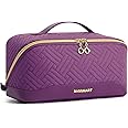 BAGSMART Makeup Bag Cosmetic Bag, Travel Makeup Bag,Water-resistent Makeup Bags for Women Portable Pouch Open Flat Make Up Organizer Bag for Toiletries, Purple, Medium