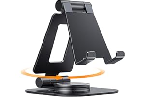 NULAXY 360 Soporte giratorio para teléfono plegable soporte teléfono móvil accesorios de escritorio funda gruesa compatible con iPhone 15 14 13 12 X Xr, todos los dispositivos de 4 a 8 pulgadas, negro