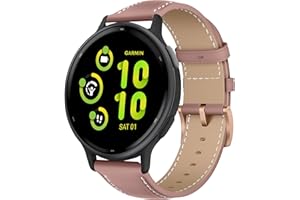 KoGiio Pasek 20 mm do Garmin Forerunner 165 / 165 Music / Garmin Vivoactive 5 / Vivomove Trend/Venu Sq 2 / Forerunner 245 / 245 Music dla mężczyzn i kobiet w stylu vintage, skórzany pasek zastępczy -