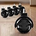 Sytopia Office Chair Castors Set of 5 in Black, Wheels for Office Chairs 11 x 22 mm for Carpeted, Hard Floors