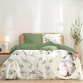 Dreamzie 1 Duvet Cover 200 x 220 cm Bed and 2 Pillowcases 80 x 80 cm | Green Leaves・3 pieces・100% Cotton・Printed Design・Oeko-