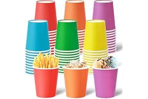 Coreint 50 Pack Paper Cups 9 Ounce, Heavy Duty Disposable Cups, Party Cups Hot/Cold Beverage Drinking Cup for Water Juice or Tea, Office Party Home Travel
