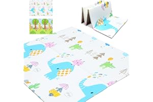 vocheer Baby Play mat, Extra Large Foam Crawling Mat Non Toxic Folding Floor Mat Reversible Waterproof Portable Toddlers Kids Playmat (Elephant)
