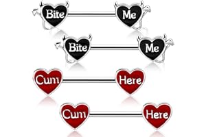 OUFER Body Piercing 4 piercings para pezón, barra para pezón, barra para pezón, 14 g, acero inoxidable 316L, piercing para pezón, joyería para mujeres, Acero inoxidable, acero