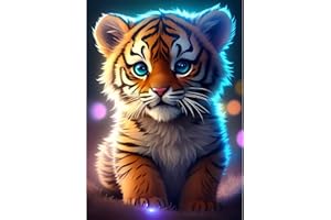 EOBROMD Tigre Diamond Painting, 5D DIY Broderie Diamant Painting Kit Complet Animaux, Peinture Diamant Artisanat Strass Point de Croix Painting pour Adultes Enfants, Décoration Intérieur 30x40cm