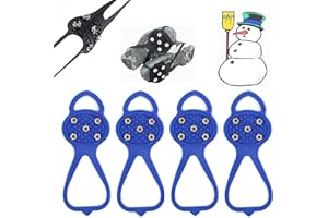 AUMUDE Universal Non-Slip Gripper Spikes,Ice Non-Slip Shoe Spikes,Boot with 5 Steel Studs Crampons,Anti-Skid Snow Ice Shoe Spikes for Walking Hiking on Snow