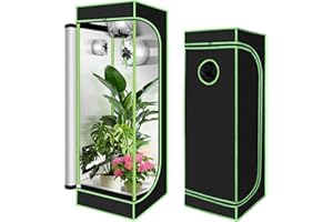 Vigevee Growzelt, tente de culture intérieure 40 x 40 x 120 cm, armoire de culture 600D Oxford étanche à la lumière et à l'eau, avec fenêtre d'observation, pour la culture de plantes