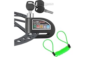 EYPINS Blokada tarczy hamulcowej, alarm motocyklowy, 110 dB, blokada tarczowa, zamek motocyklowy z kablem przypominającym o długości 1,2 m i kieszenią na zamek