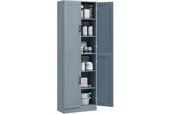 HOMCOM Alacena de Cocina Armario de Cocina Mueble Auxiliar con Puertas y Estantes Ajustables Antivuelco para Comedor Salón 60
