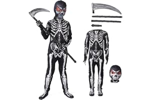 ZUCOS Costume costume costume finto maschera cranio guanti di danneggiamento unisex tuta Grim Reaper per Halloween Party Decorazione Cosplay