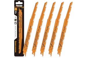 Tolesa Lama per sega alternativa, acciaio legato CRV, 225 mm 5TPI, per il taglio di tronchi, legno vivo, ecc., 5 pezzi