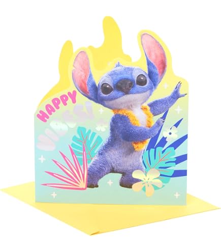 Personalised Lilo & Stitch Christmas Card For Girls - Granddaughter, Niece, Daughter (UK Made, 15cm Square)