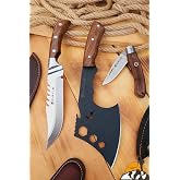 Outdoor Ax Camping Picnic Army Knife Chef Knife Walnut Wood Handle Sleeve (Outlzv-52)