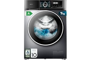 Cecotec Waschmaschine 7 kg Frontlader Bolero Dresscode 7500 Inverter Steel A, Klasse A, 1400 U/min, Programmierbare Umdrehungen, 16 Programme, Steam Max, Allergy Care, Display.