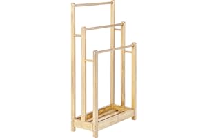 ‎GIANTEX GIANTEX Handtuchständer, Handtuchhalter Stehend mit Stangen, Badetuchhalter ohne Bohren, 45 x 22 x 86 cm, Platzsparender Badetuchständer für Tücher, Kleidung & Decken (Natur)