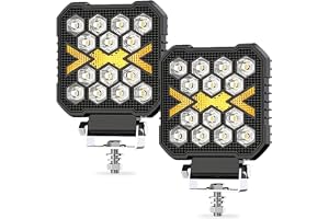 Behogan 2 stycken LED-arbetsljus, 4 tums fyrkantig LED offroad extra strålkastare, IP68 vattentät backstrålkastare för tracke