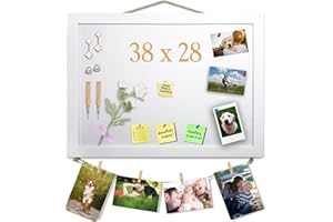 ORIGREEN Weiß Pinnwand aus Kork mit Filz, 38x28CM kleines Anzeigebrett für Wände, Schmuck, Notizen, Sammlungen, Fotos, Büro, Weiß Holzrahmen & Filz, 1 Stück. DE