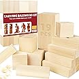 K KERNOWO Basswood Carving Blocks, 19PCS Whittling Wood Blocks, 3 Sizes, Easy to Use, for Kids & Adults