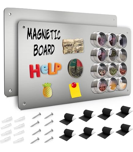 Lavagna Magnetica In Acciaio Inox 60x40 Cm - Con Magneti, Ideale Per Ufficio O Casa