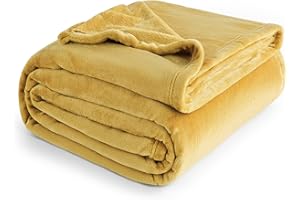 Bedsure przytulanka żółta kocyk XXL sofa, miękki i ciepły koc polarowy jako koc na sofę / koc na kanapę, przytulne koce do życia Koce przytulanki, 220x240 cm wyjątkowo puszysty i pluszowy koc narzuta na sofę