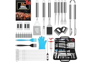 AISITIN 35 szt Zestaw sztućców do grilla, zestaw do grilla z matą do grillowania walizka do grilla, prezent urodzinowy dla mężczyzn, wysokiej jakości Zestaw akcesoria do grillowania do kemping