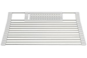 SALVASPAZIO Scolapiatti da Appoggio Pieghevole, Leggero e Regolabile 52x32 – Organizer Cucina Facile da Aprire/Chiudere adatto come Scola Piatti Lavandino