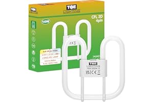 TBE Lighting, Lampadine CFL a risparmio energetico, 16 W 2D, 4 pin, lampadine fluorescenti DD, attacco GR10q da 4 pin, a lunga durata, colore: bianco freddo, 3500 K, Vetro, 1-confezione, GR10q
