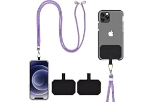 QUNFA Universelle Handykette, Lanyard, verstellbar und abnehmbar, Kompatibel mit iPhone/Samsung/Huawei (Blume lila)