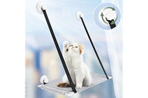 SANLIKE SAN LIKE Katzen Hängematte, Katzenbett Fenster für Katzen Bis 15kg, Verstärkte Hängematte Katze mit Starkem Saugnapf, Waschbarer Beidseitiges Kissen, 55×48×29 cm