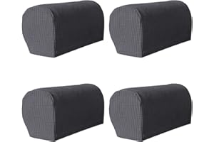 Errum Armchair Covers, Set of 4 Stretch Armchair Couch Non-Slip Arm Caps Armrest Cover Furniture Protector Slipcovers for Chair Sofa Couches Recliner (Dark Grey)