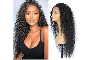 ‎SAPPHIREWIGS Sapphirewigs Lockige Schwarze Lace Front Perücke Synthetische Perücken für Frauen Lockige 13x3 Tägliche Tragen Party Weihnachten Halloween Hitzebeständige 26 inch