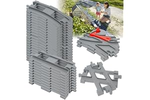 SKJJL Bausteine Zug Schienen Set, 34 Stück City Zug Schienen Set, City Schienen Eisenbahn Spielzeug, Bausteine Schienen Set, City Erweiterung Erweiterungsset Gleise für Mädchen und Jungen