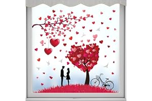 ANHUIB Adesivi per Finestre di San Valentino,Adesivi da parete San Valentino Decorazione,Adesivo Murale Forma di Cuore per San Valentino,Adesivi di Nozze Decorazioni Murali,Adesivi Finestre Cuore