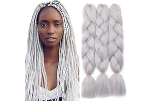 TESS 60 cm Extension per Treccine Africane Grigio Chiaro, Extension Capelli Treccine 1 Pezzi Jumbo Treccia (100g/Pezzi) Capelli Finti per Treccine