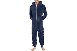 Cexiakong Herren Jumpsuit Warm Baumwolle Schlafanzug Flauschig Hausanzug Männer Schlafoveralls Fleece Fluffy Kostüm Jogginganzug Kuschel Thermo Herren Jumpsuit Warm Schlafanzug Angenehm