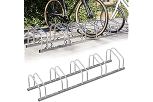 BAKAJI Rastrelliera per Biciclette da Pavimento o Parete Stand Parcheggio Esterno per Bici in Acciaio Porta Bici con Materiale di Montaggio Incluso