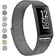KINOFT Compatible for Fitbit Charge 4 Metal Milanese Bands & Charge 3 & Charge 3 SE, Stainless Steel Magnetic Lock Replacement Wristbands for Charge 3 & Charge 4 Women Men Small Large