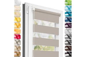 Estika Tenda a rullo doppio Klemmfix senza foratura - 45 x 150 cm - Grigio-marrone - Tenda giorno e notte, tessuto doppio, per interni, protezione dalla luce solare