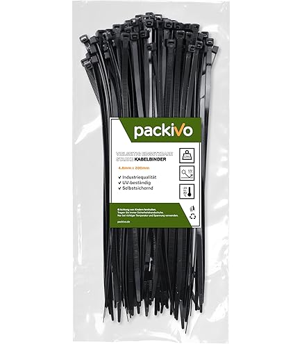 Oksdown 100 stuks zwarte dikke kabelbinders Heavy Duty Grote 500 mm × 4,8 mm sterke nylon plastic zelfvergrendelende 50 cm extra lange rits tie-wraps