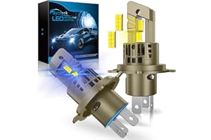 Sycreek Ampoules H4 LED,Améliorer 80W 28000LM 6500K,1:1 Mini Design pour Remplacement Halogène de Voiture Kit,2 Led H4